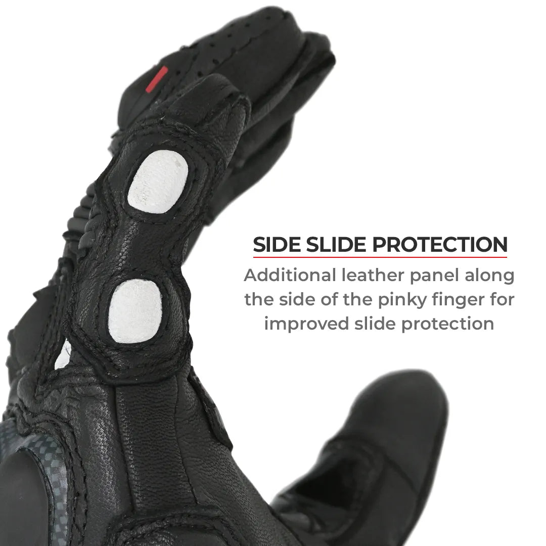 VIATERRA Shifter - Short Motorcycle Leather Riding Gloves - Black