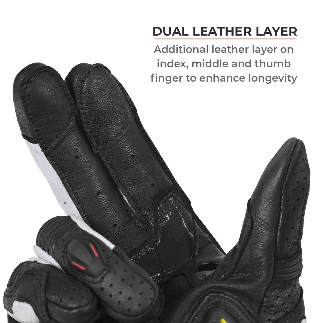 VIATERRA Shifter - Short Motorcycle Leather Riding Gloves - Black