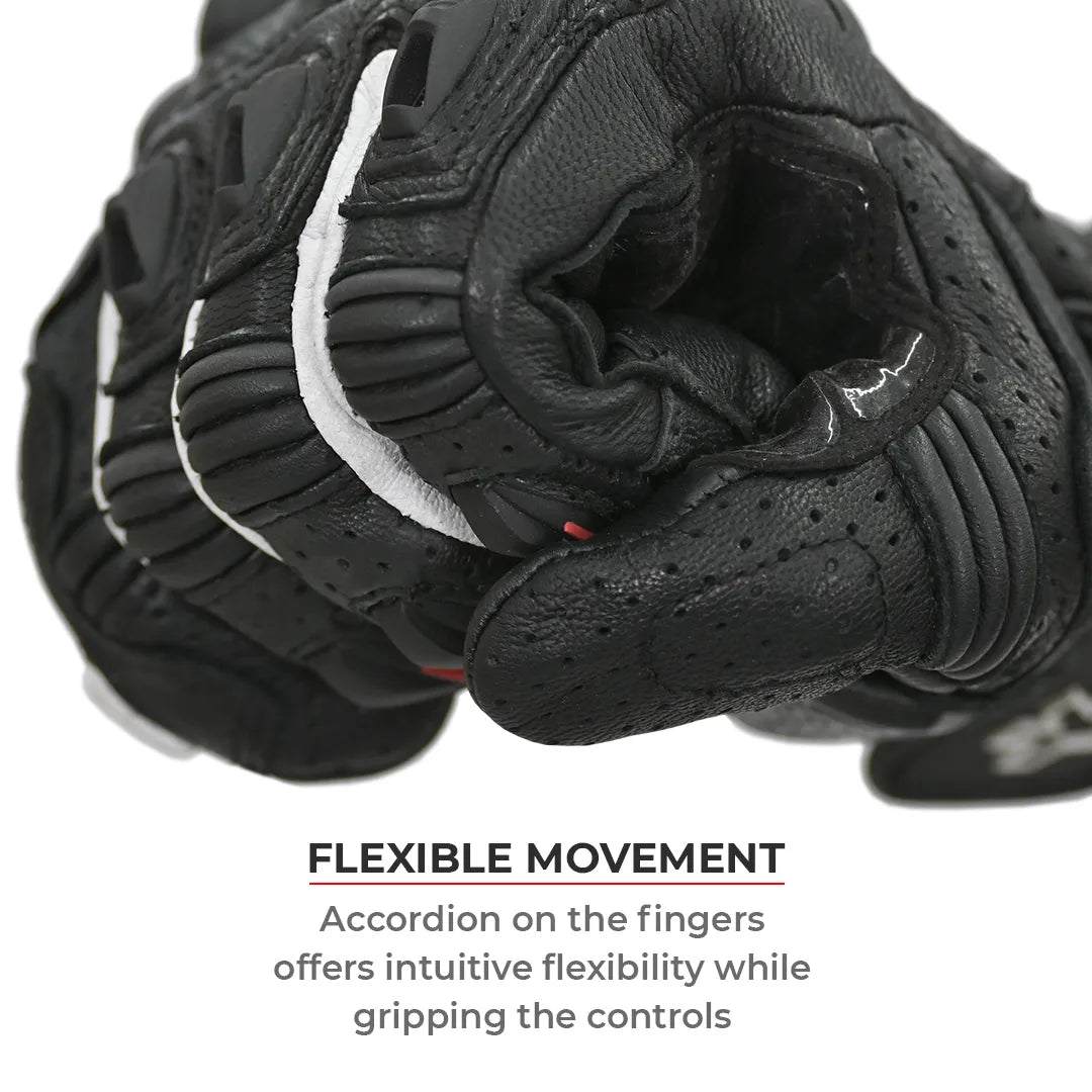 VIATERRA Shifter - Short Motorcycle Leather Riding Gloves - Black