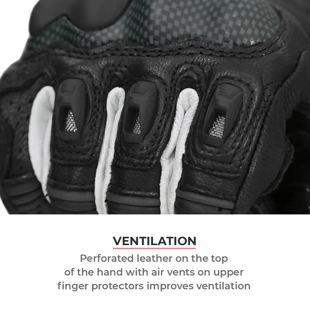 VIATERRA Shifter - Short Motorcycle Leather Riding Gloves - Black