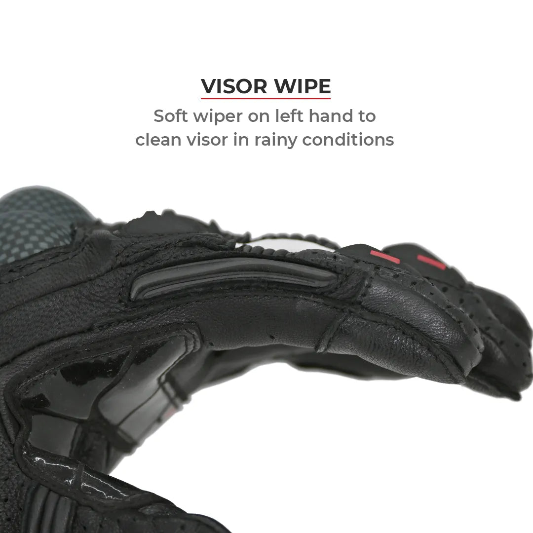 VIATERRA Shifter - Short Motorcycle Leather Riding Gloves - Black