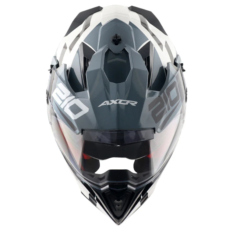 AXOR X-Cross Dual Visor Speedometer Helmet - White Grey