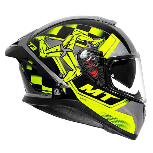 MT THUNDER3 PRO ISLE OF MAN HELMET - Gloss Fluorescent Yellow
