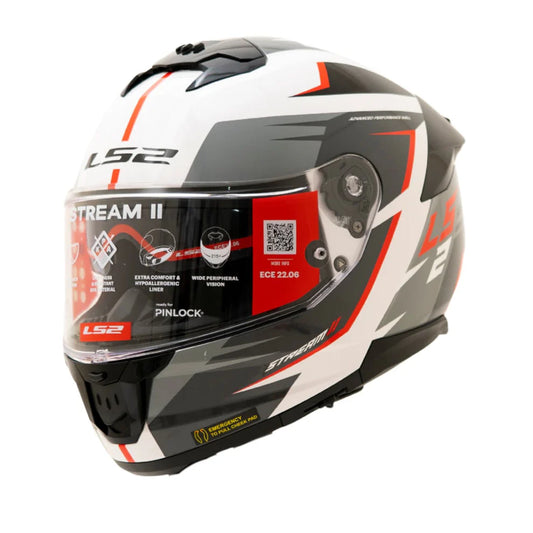 LS2 FF320 Stream II Meteor Helmet - White Red