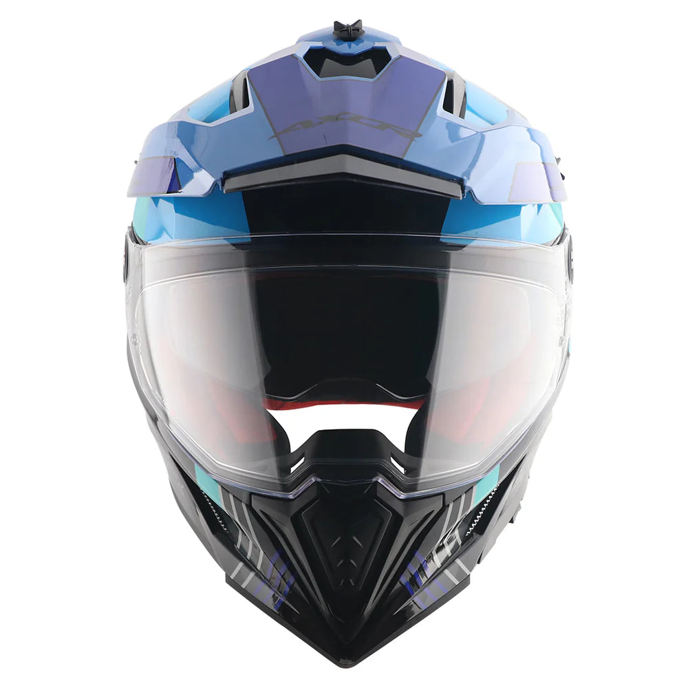 AXOR X-Cross Dual Visor Gambling Helmet - BLACK BLUE