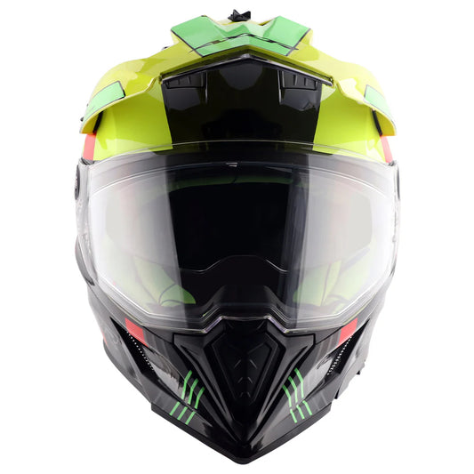 AXOR X-Cross Dual Visor Gambling Helmet - BLACK NEON YELLOW