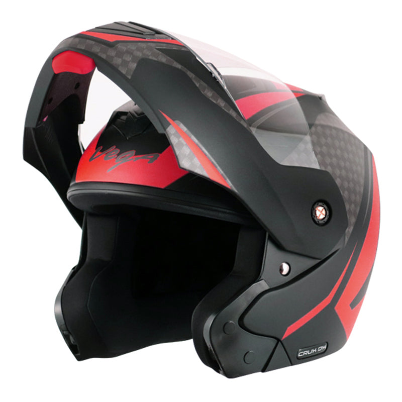 Vega Crux DX Checks Helmet - Dull Black Red