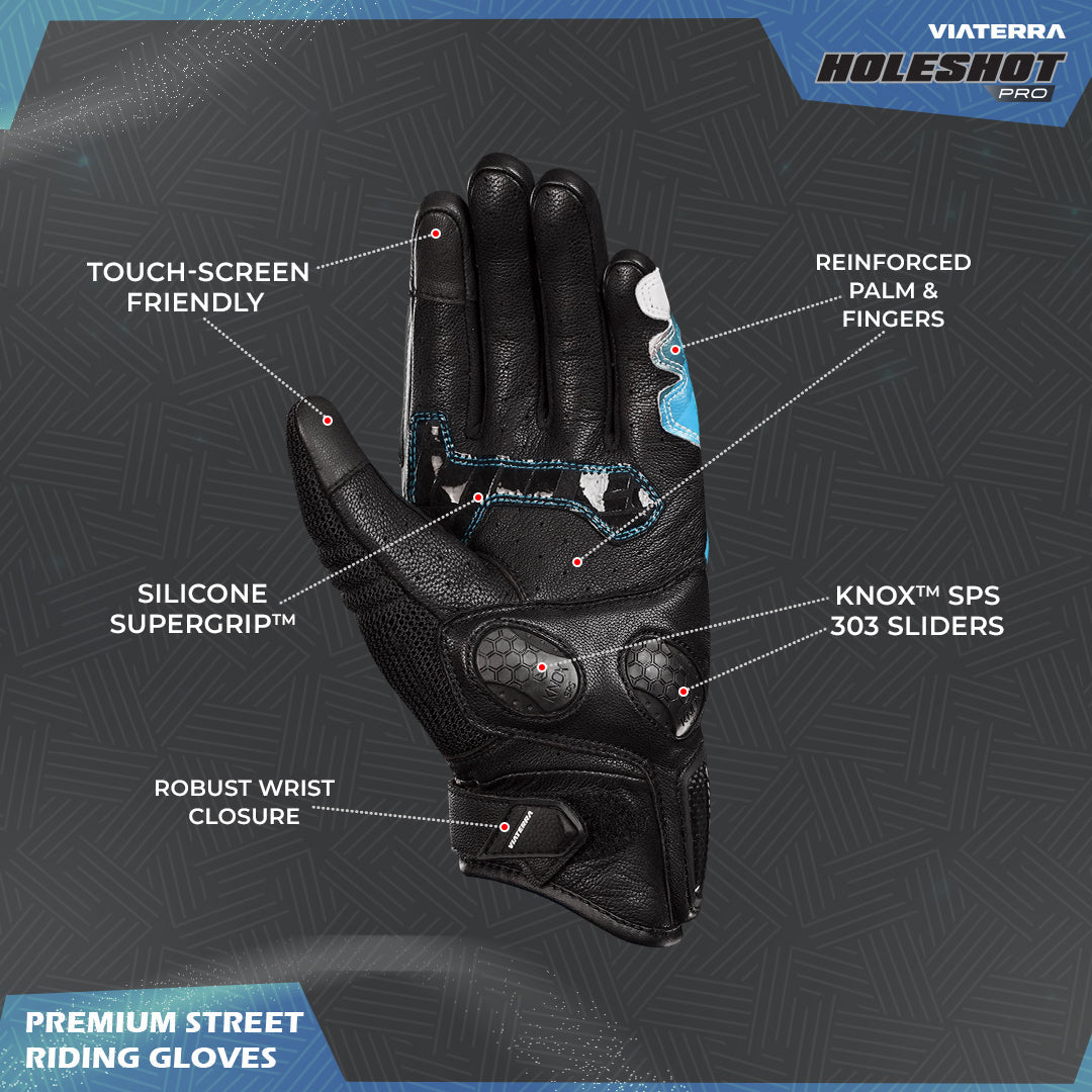 VIATERRA Holeshot Pro – Semi Gauntlet Hybrid Riding Gloves - Black