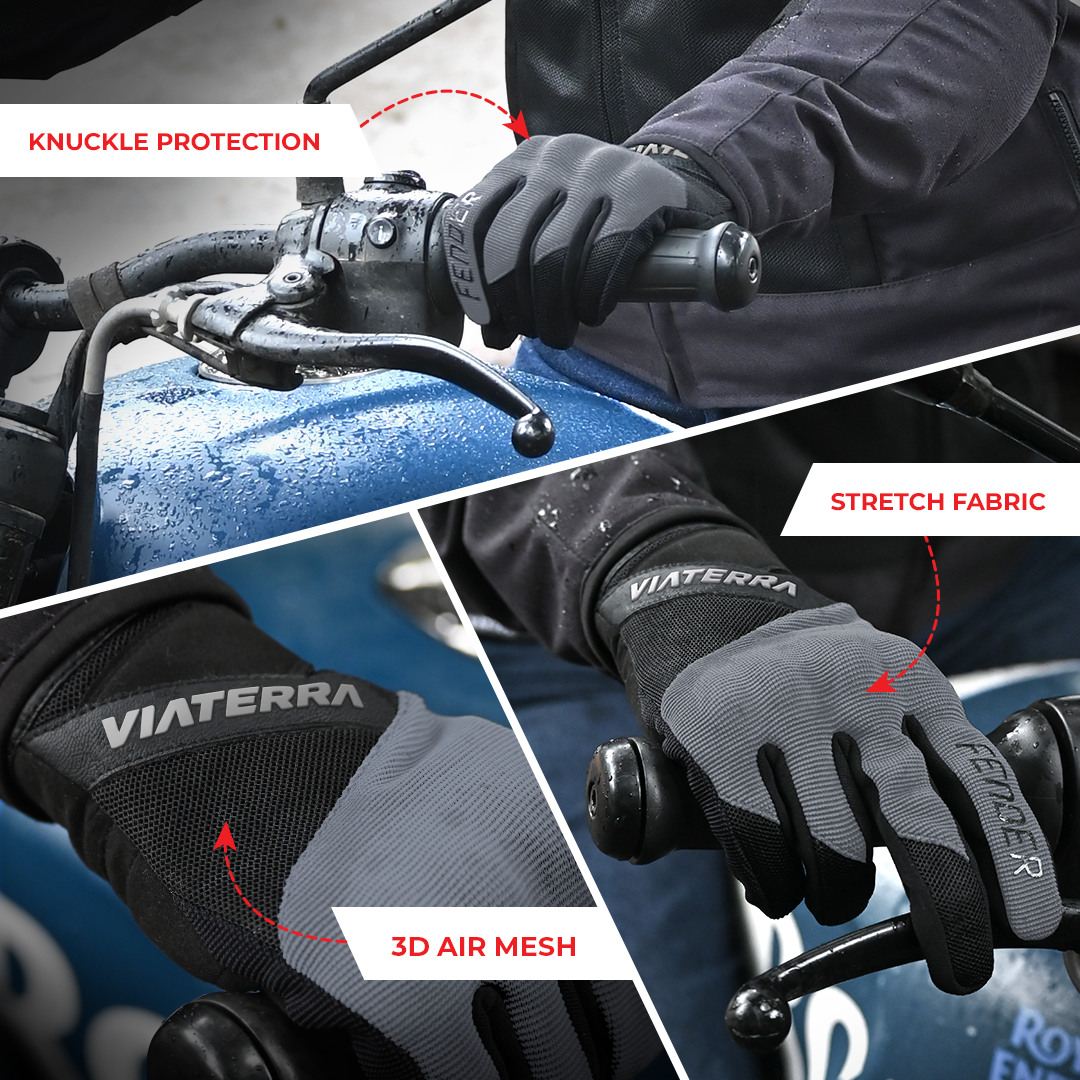 VIATERRA Fender - Daily Use Motorcycle Gloves - Grey