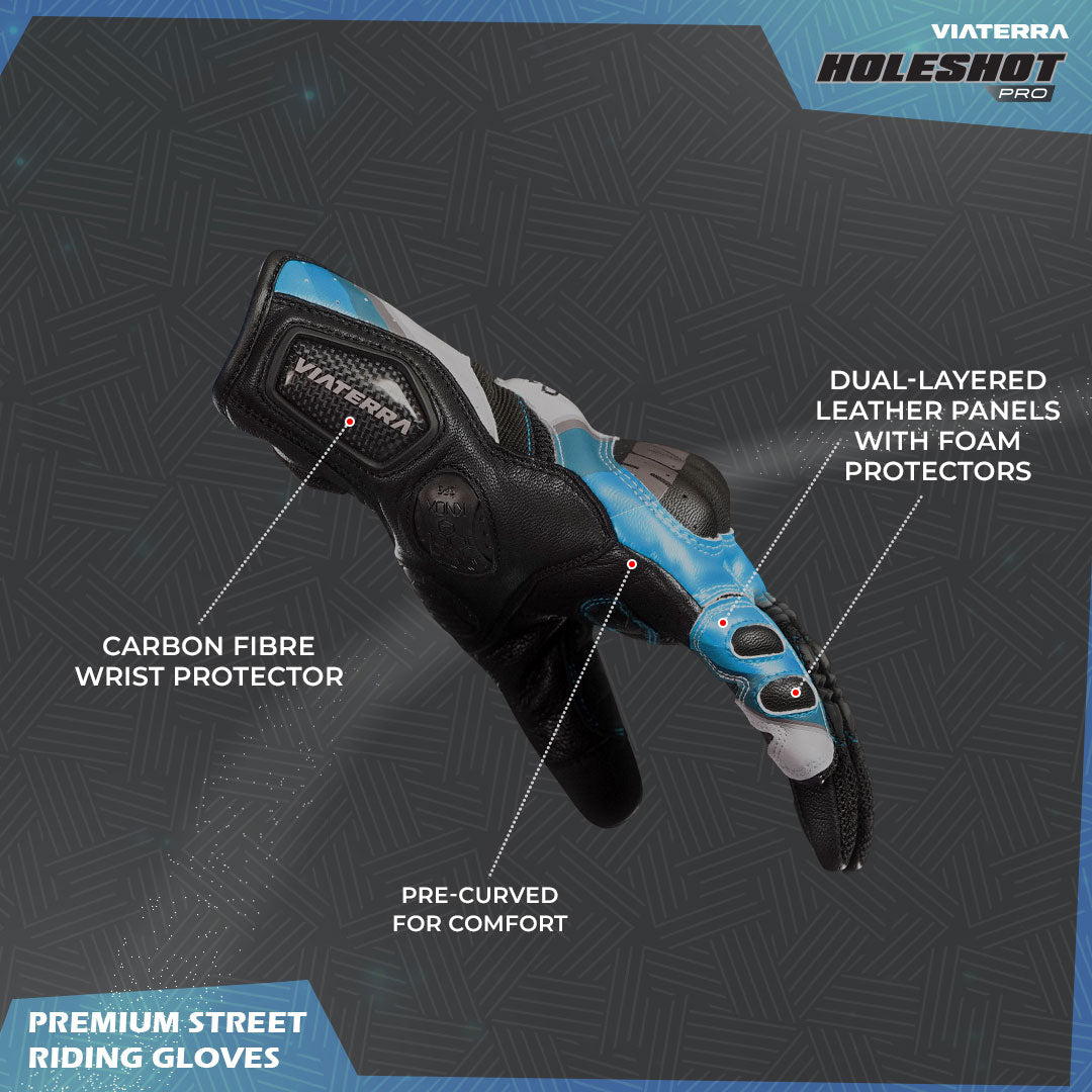 VIATERRA Holeshot Pro – Semi Gauntlet Hybrid Riding Gloves - Black