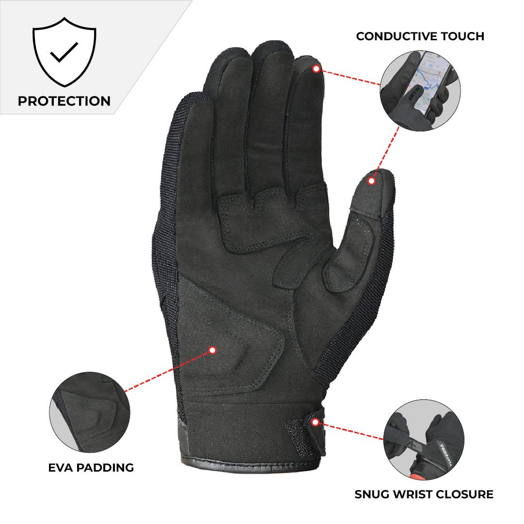 VIATERRA Fender - Daily Use Motorcycle Gloves - Black