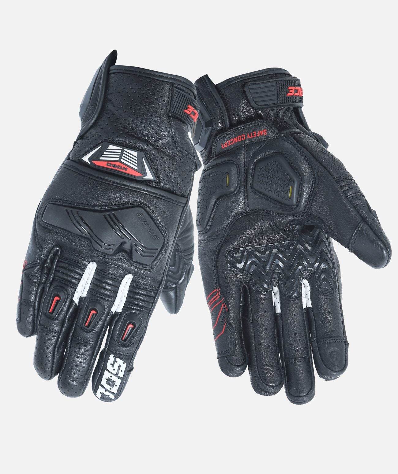 SOLACE Hobo Semi-Gauntlet Gloves - Black Red