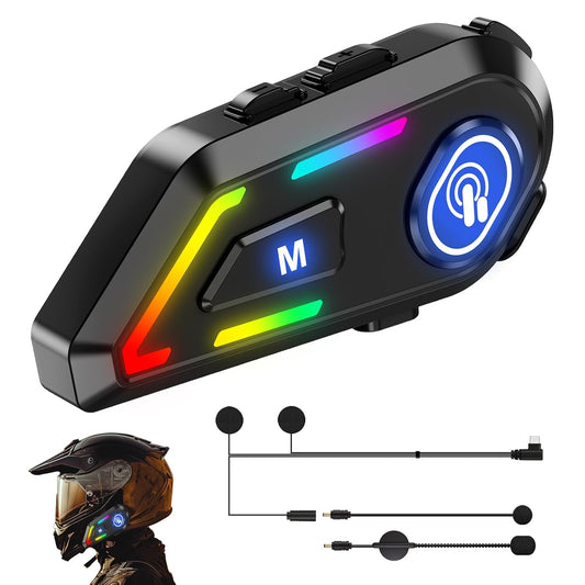 EDYELL C5 Motorcycle Helmet Bluetooth on ear Headset | Connects to 2 Phones at The Same Time Using Music & GPS | IP67 Waterproof | Supports Android & iOS | Compatible with All Helmets