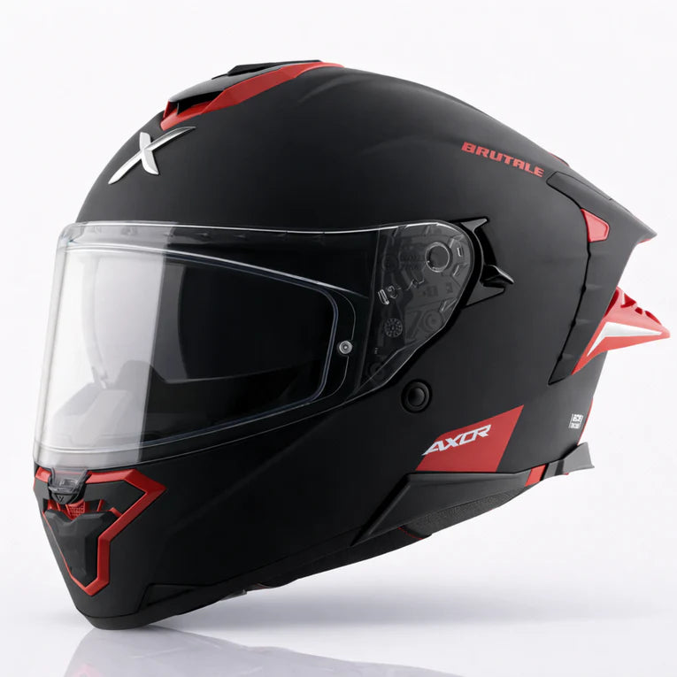 AXOR Brutale Corsa Dual Spoiler Helmet - Dull Black Red