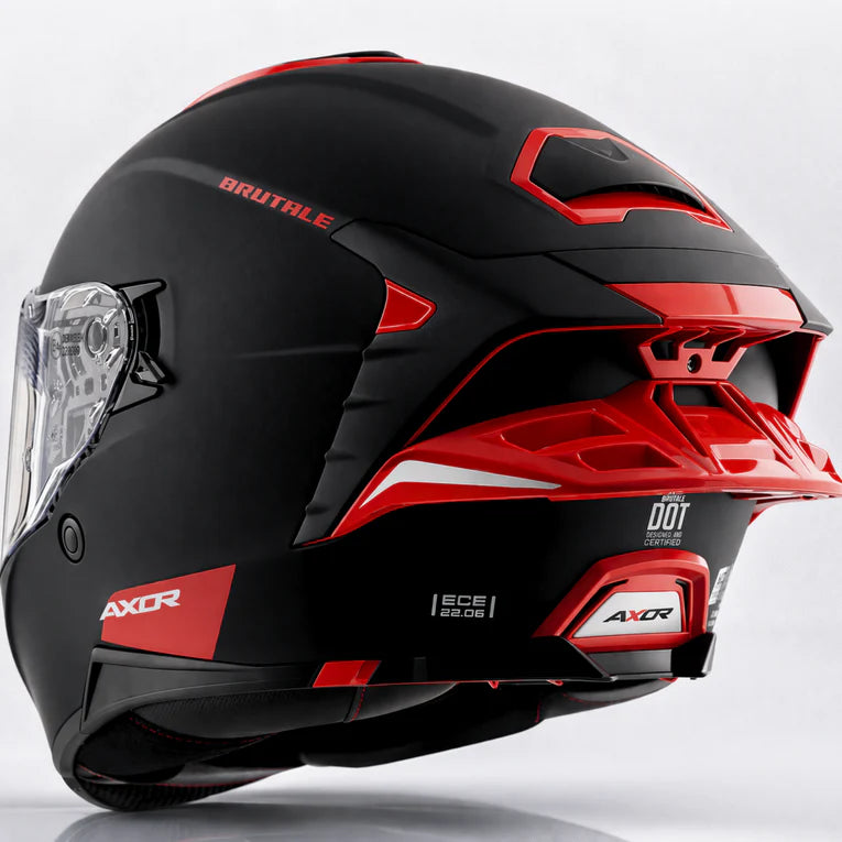 AXOR Brutale Corsa Dual Spoiler Helmet - Dull Black Red