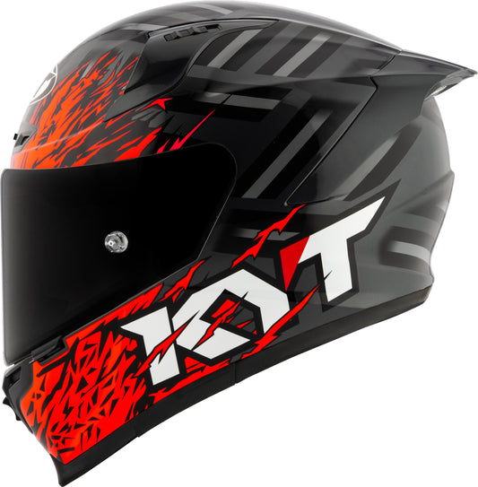 KYT Striker 2V Flaming Helmet - Anth/Red