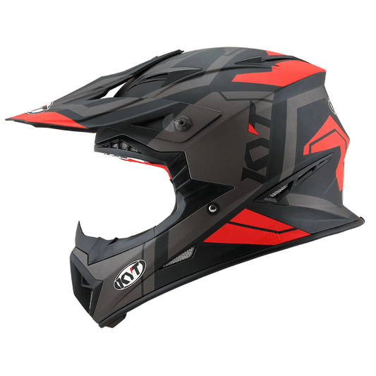 KYT Jumpshot Helmet - Matt Black/Red Fluo