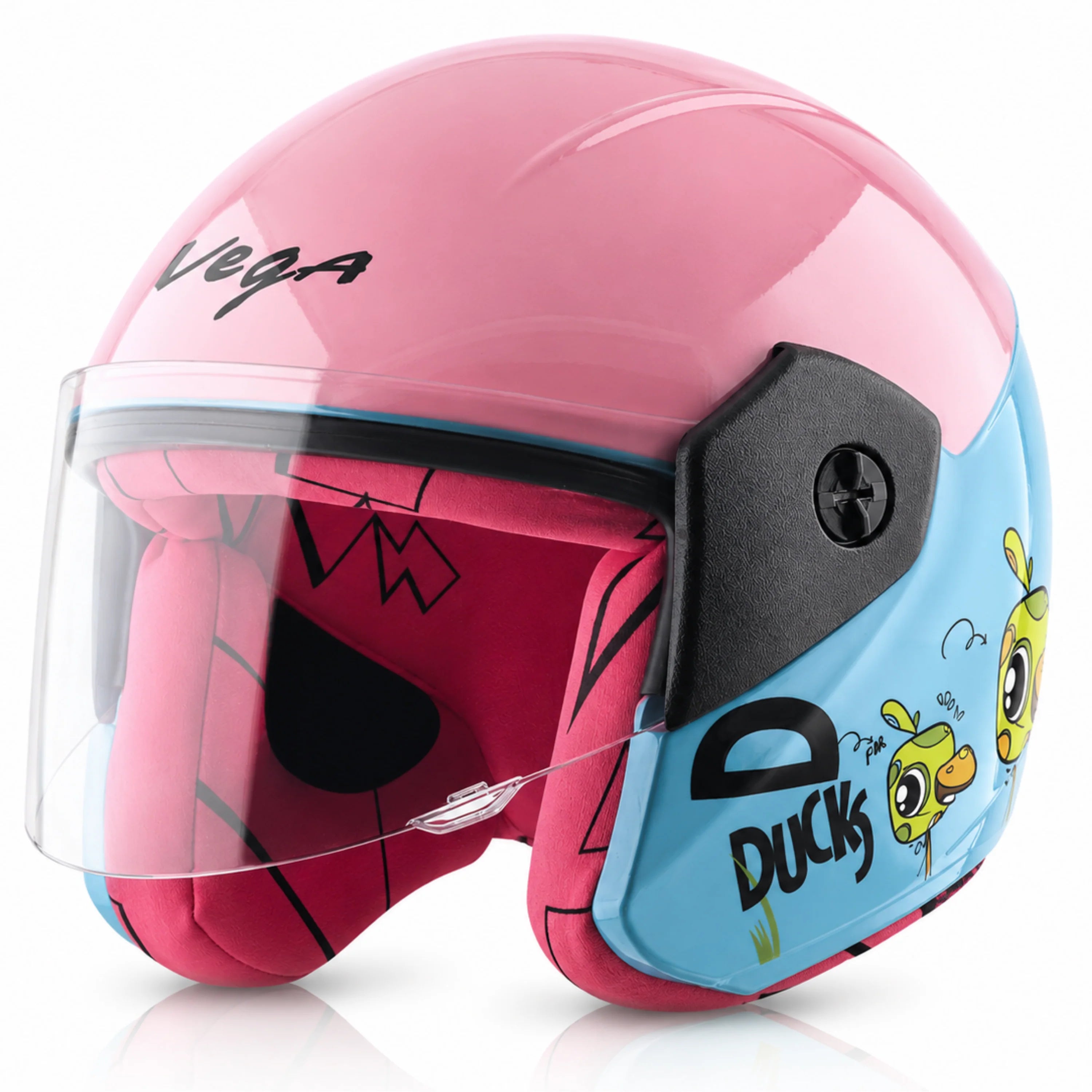 Vega Buds Junior Ducklings Open Face Helmet - Mint Neon Yellow