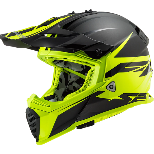 LS2 MX437 FAST EVO ROAR HELMET - MATT/GLOSS BLACK HI-VIS YELLOW