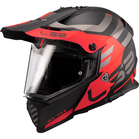 LS2 MX436 PIONEER EVO ADVENTURER HELMET - MATT BLACK RED