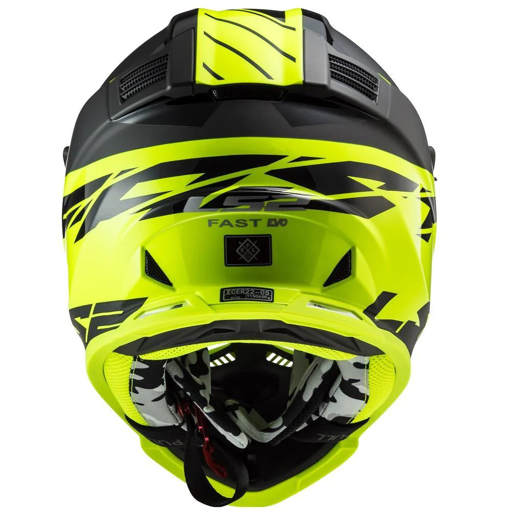 LS2 MX437 FAST EVO ROAR HELMET - MATT/GLOSS BLACK HI-VIS YELLOW