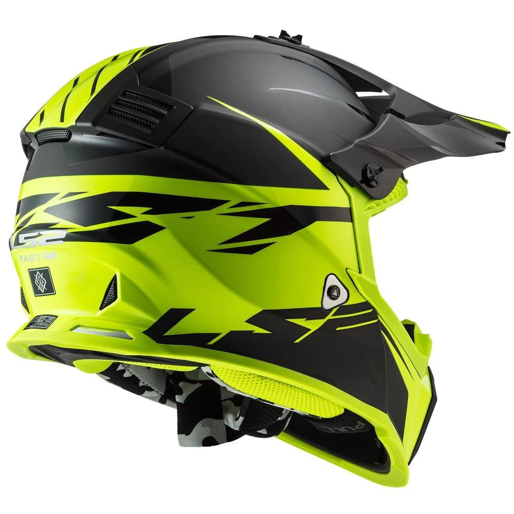 LS2 MX437 FAST EVO ROAR HELMET - MATT/GLOSS BLACK HI-VIS YELLOW