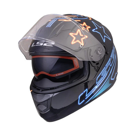 LS2 FF320 STREAM EVO NEON HELMET - BLACK BLUE FLURO ORANGE