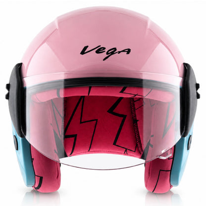 Vega Buds Junior Ducklings Open Face Helmet - Mint Neon Yellow