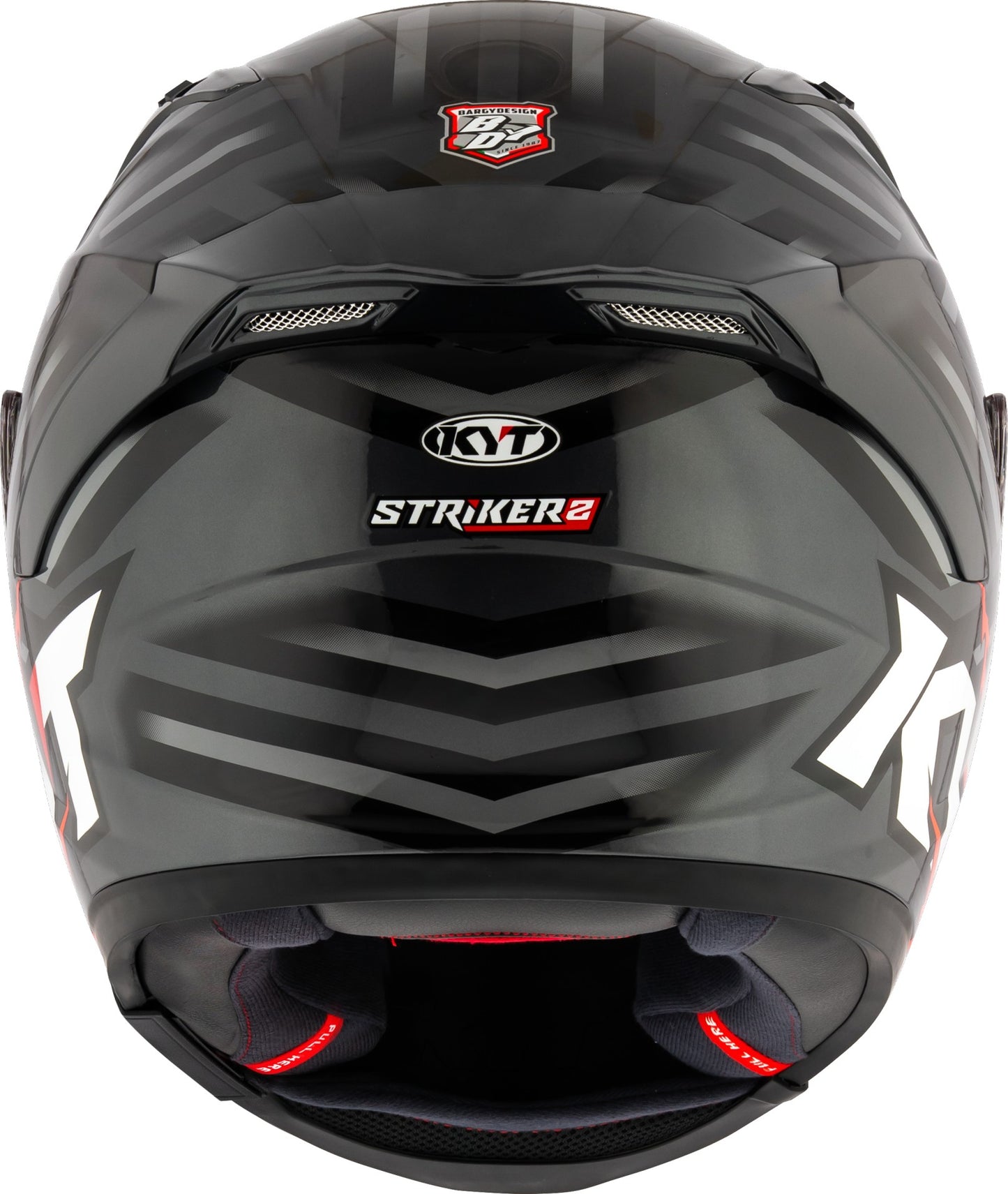 KYT Striker 2V Flaming Helmet - Anth/Red