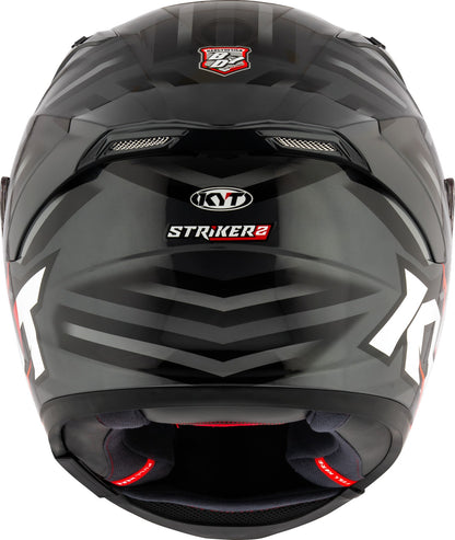 KYT Striker 2V Flaming Helmet - Anth/Red
