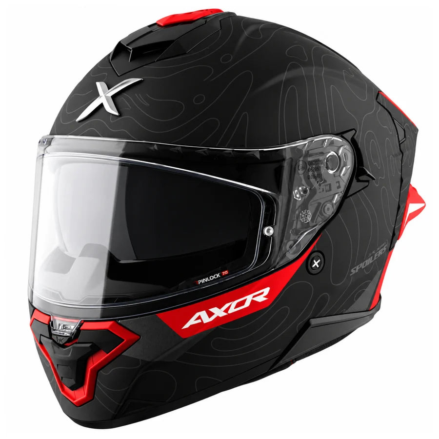 AXOR Brutale Airwaves Dual Spoiler Helmet - Dull Black Red