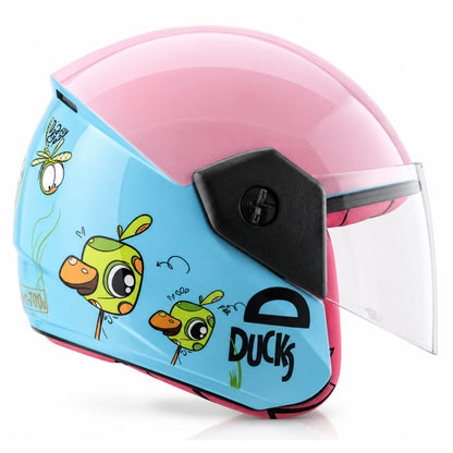 Vega Buds Junior Ducklings Open Face Helmet - Mint Neon Yellow