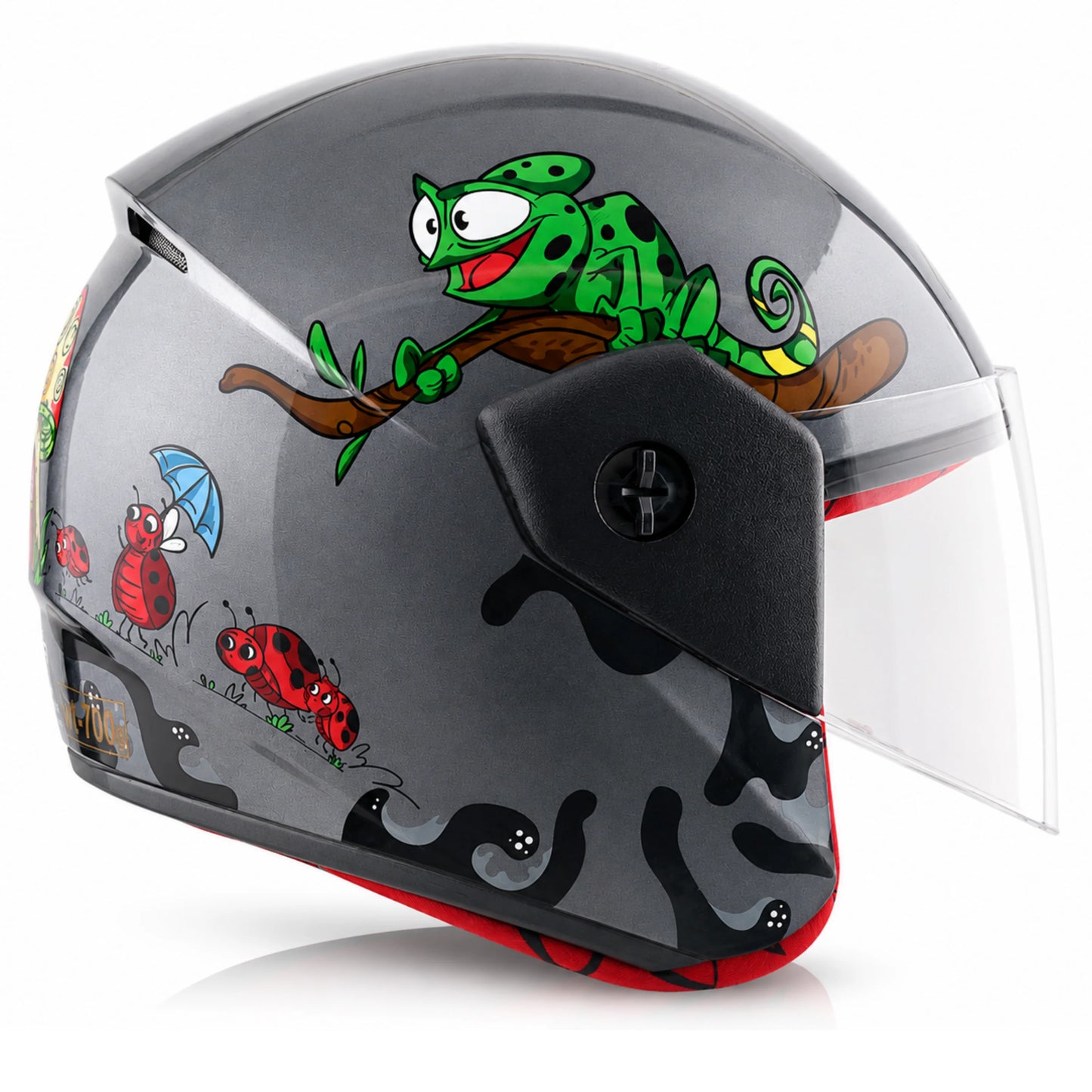 Vega Buds Junior Ants Open Face Helmet - Anthracite Red