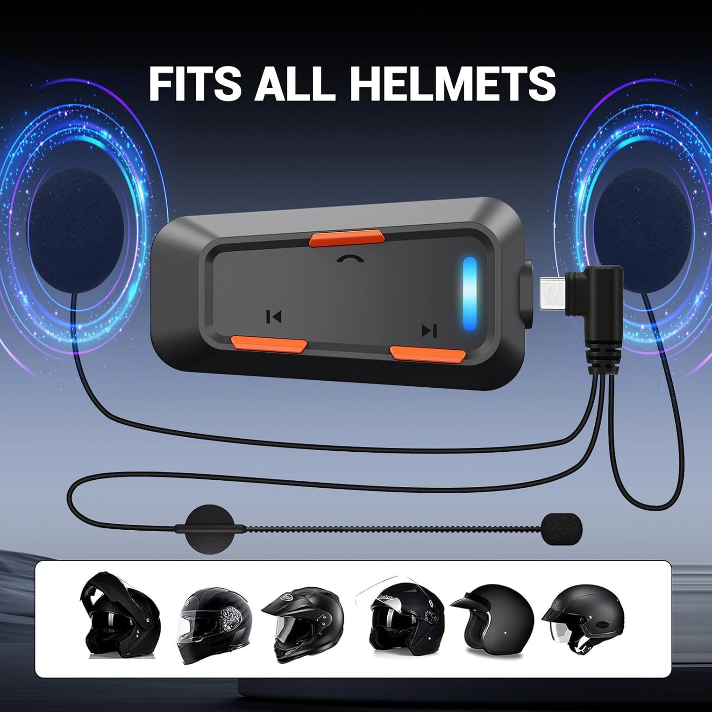 EDYELL C1 Helmet Bluetooth Headsets - IPX5 Waterproof