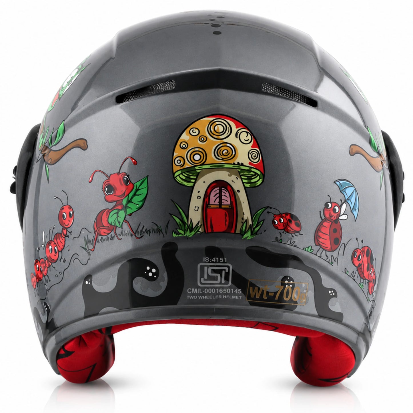 Vega Buds Junior Ants Open Face Helmet - Anthracite Red