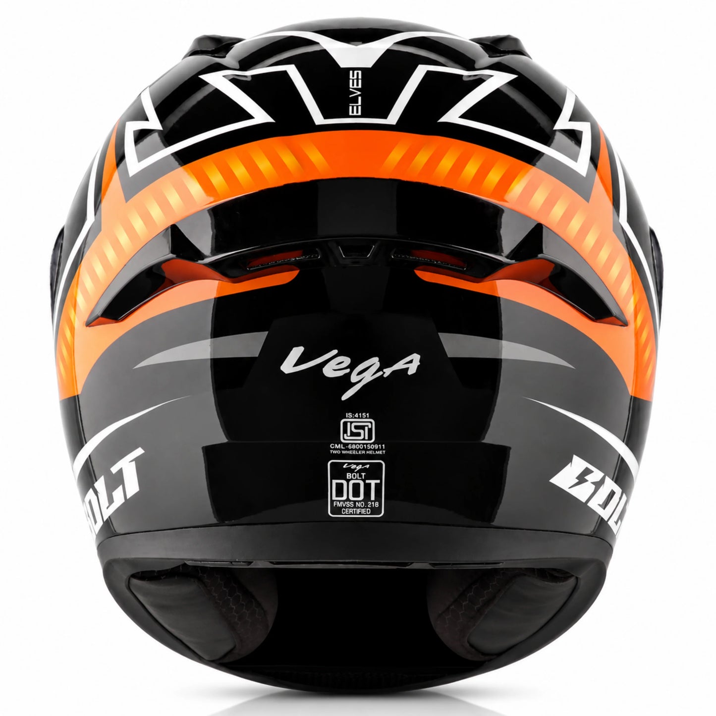 Vega Bolt Elves Helmet - Black Orange