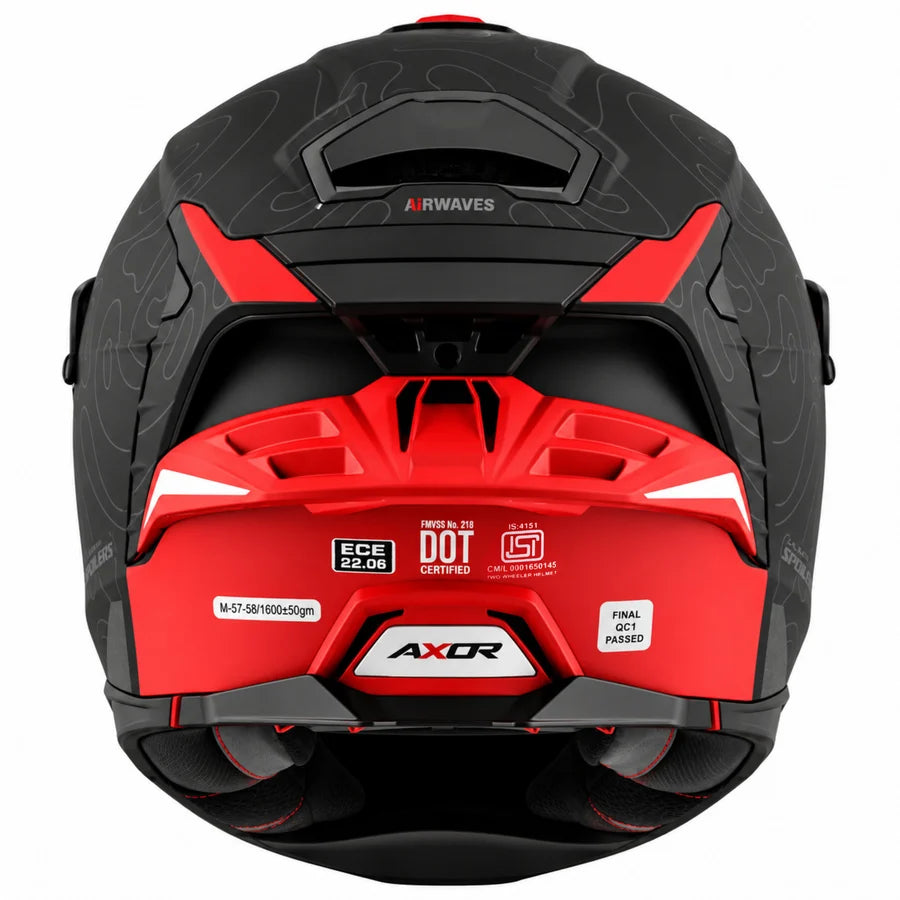 AXOR Brutale Airwaves Dual Spoiler Helmet - Dull Black Red