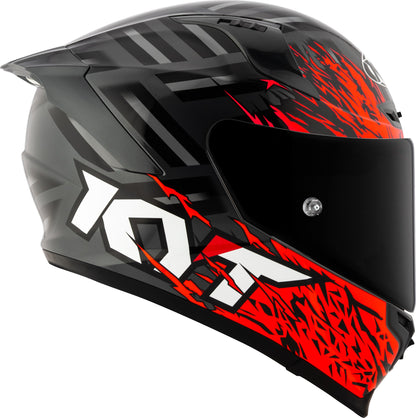 KYT Striker 2V Flaming Helmet - Anth/Red