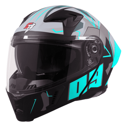 STEELBIRD SBA-20 ISS 09 HELMET - GLOSSY BLACK WITH JAZZ BLUE