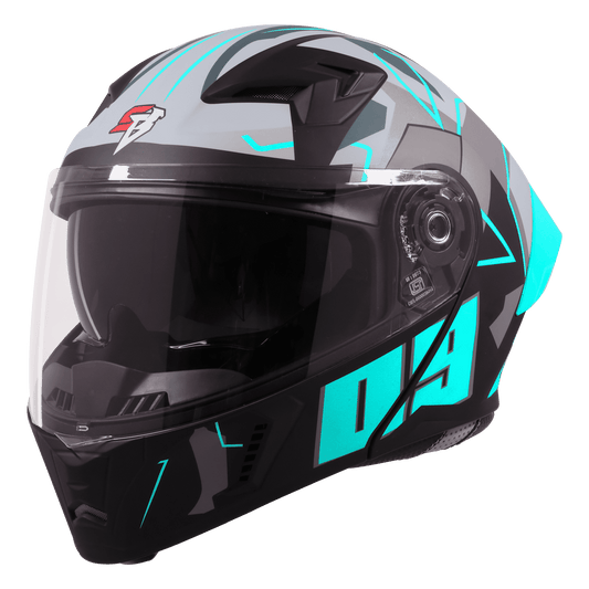 STEELBIRD SBA-20 ISS 09 HELMET - GLOSSY BLACK WITH JAZZ BLUE