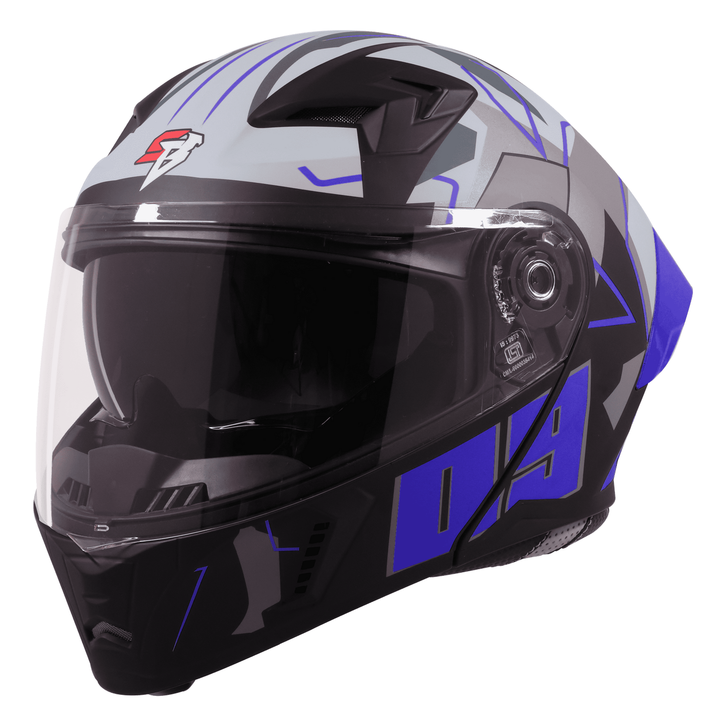 STEELBIRD SBA-20 ISS 09 HELMET - GLOSSY BLACK WITH BLUE