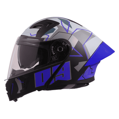 STEELBIRD SBA-20 ISS 09 HELMET - GLOSSY BLACK WITH BLUE