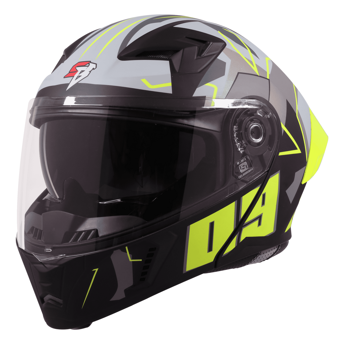 STEELBIRD SBA-20 ISS 09 HELMET - GLOSSY BLACK WITH NEON