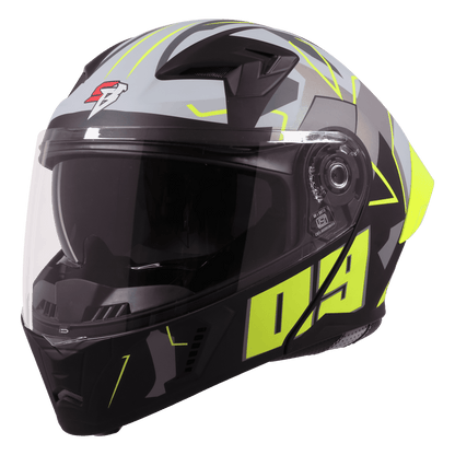 STEELBIRD SBA-20 ISS 09 HELMET - GLOSSY BLACK WITH NEON