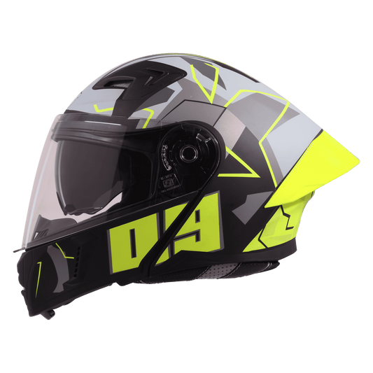 STEELBIRD SBA-20 ISS 09 HELMET - GLOSSY BLACK WITH NEON