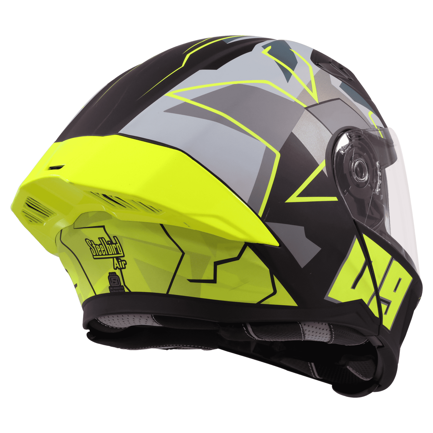 STEELBIRD SBA-20 ISS 09 HELMET - GLOSSY BLACK WITH NEON