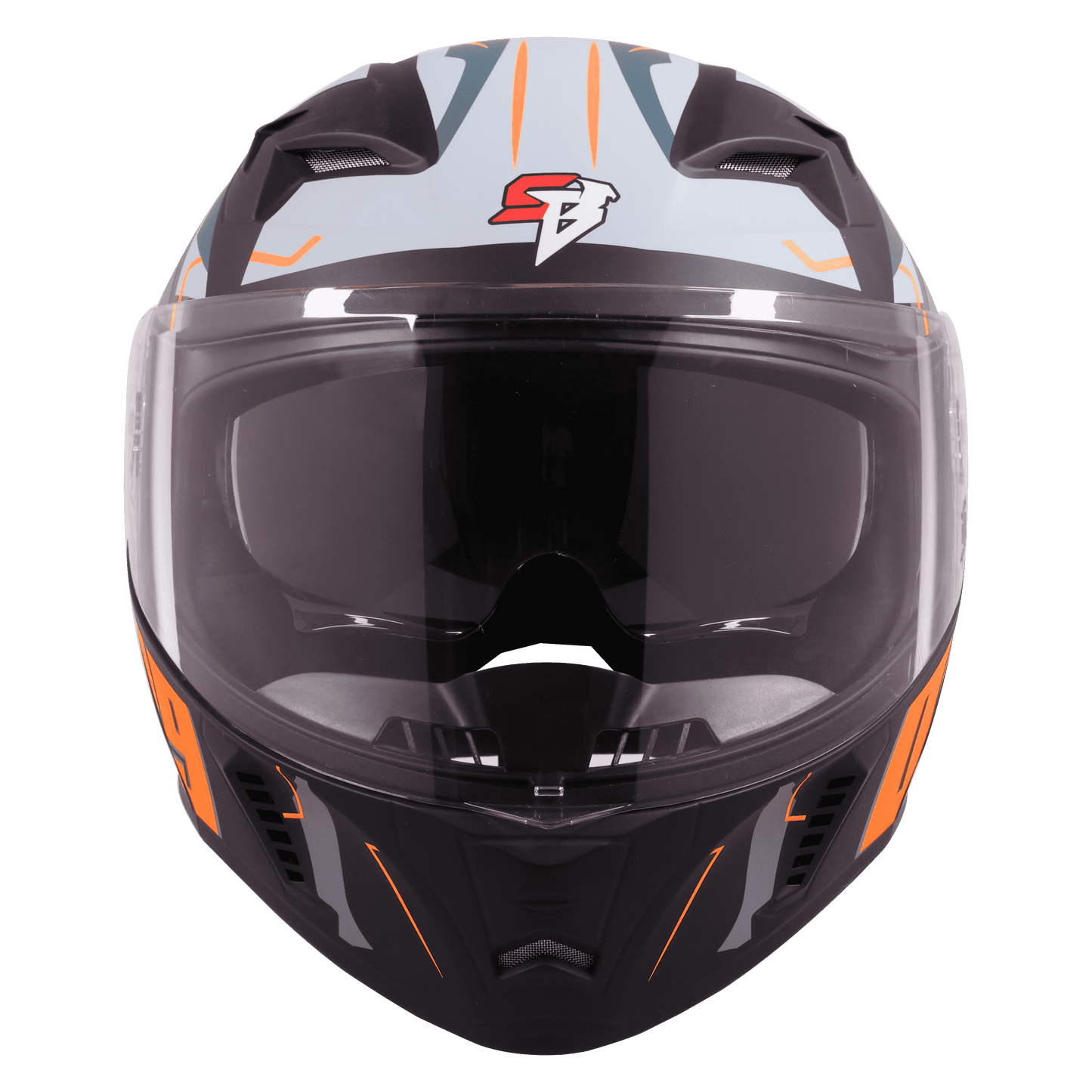STEELBIRD SBA-20 ISS 09 HELMET - GLOSSY BLACK WITH ORANGE