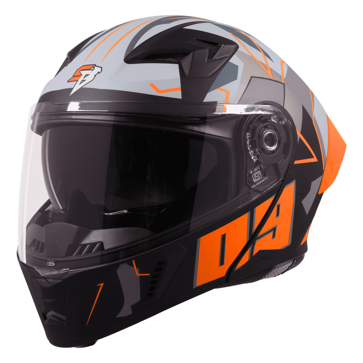 STEELBIRD SBA-20 ISS 09 HELMET - GLOSSY BLACK WITH ORANGE