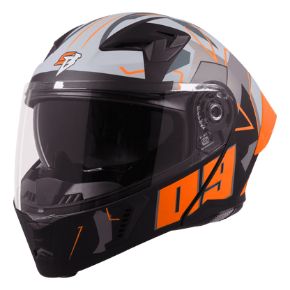 STEELBIRD SBA-20 ISS 09 HELMET - GLOSSY BLACK WITH ORANGE