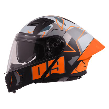 STEELBIRD SBA-20 ISS 09 HELMET - GLOSSY BLACK WITH ORANGE